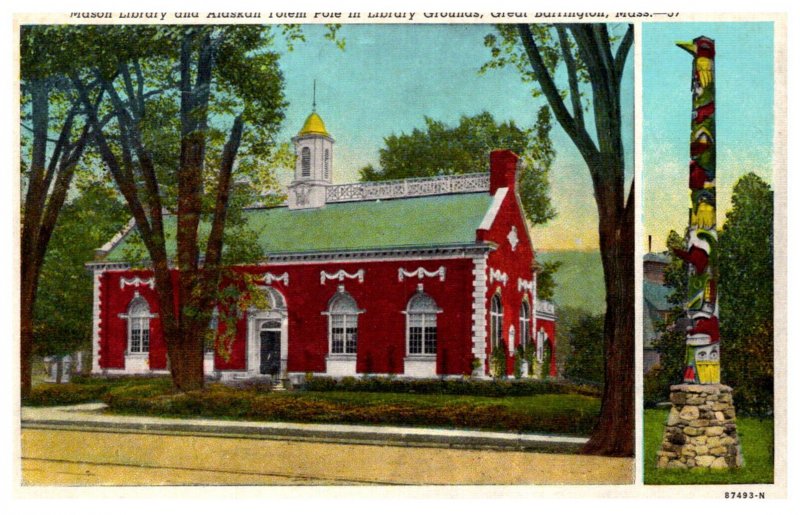 Massachusetts  Great Barrington Mason Library and Alasken Totem Pole at Library