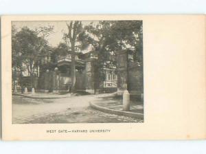 Unused Pre-1907 WEST GATE AT HARVARD UNIVERSITY Cambridge Massachusetts MA Q1515