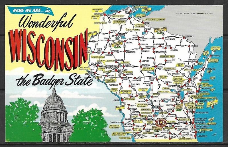 Wisconsin - Wonderful Wisconsin - The Badger State - Map - [WI-081]