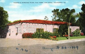 Vintage Postcard Ramona's Marriage Place Old Town San Diego CA California