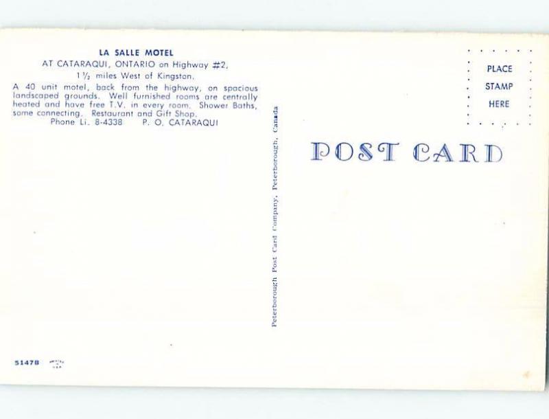 Unused Pre-1980 MOTEL SCENE Cataraqui - Near Kingston Ontario ON B6472
