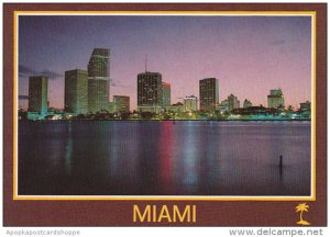 Downtown Looking Across Biscayne Bay at Twilight Miami Florida