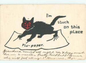 Pre-Linen Comic BLACK CAT STUCK ON FLYPAPER AB9055