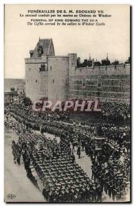 Old Postcard Funerals HM Edward VII cercuil led by sailors at Windsor Castle
