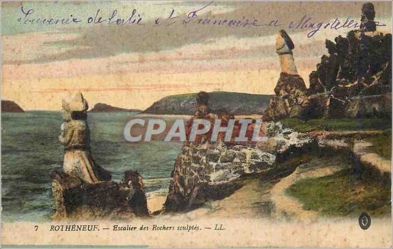 Postcard Old Rotheneuf Staircase Rochers Sculptes