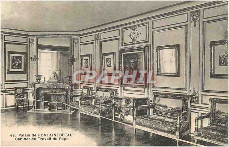 Postcard 48 Old palace of Fontainebleau's study of Pope