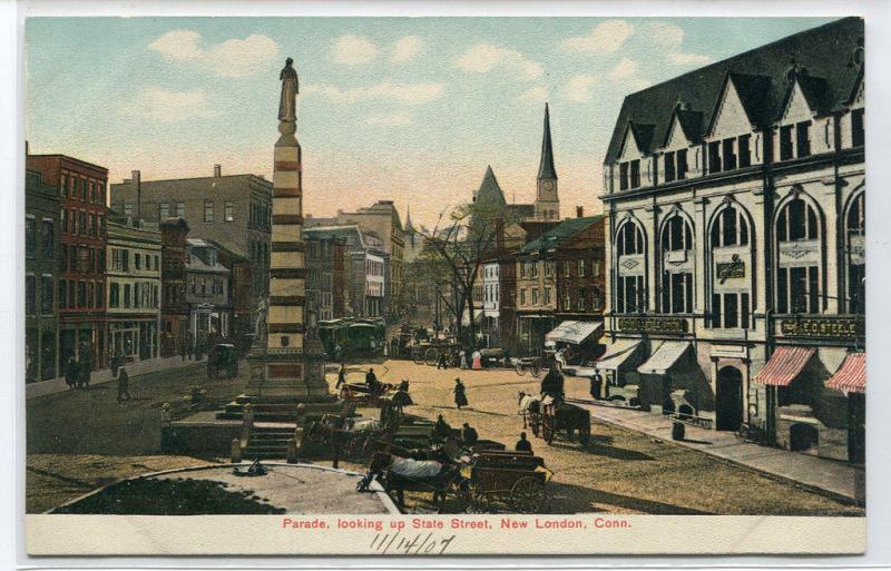 Parade Street Scene New London Connecticut 1910c postcard