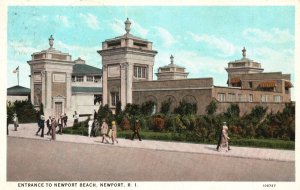 Vintage Postcard 1926 Street Pathway Sidewalk Entrance Gate To Newport Beach RI
