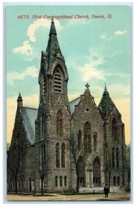 c1910's First Congregational Church Chapel Exterior Peoria Illinois IL Postcard