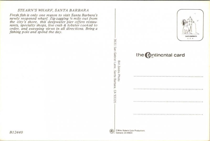 Santa Barbara California Stearn's Wharf Postcard