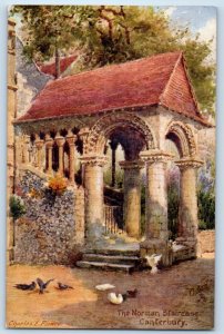 1910 Canterbury Kent Tuck Oilette 8934 Postcard Norman Staircase Charles Flower