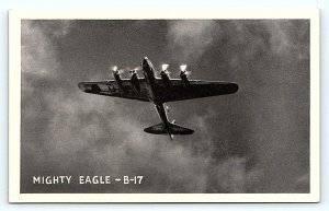 Military Airplane B-17 ~ MIGHTY EAGLE c1940s Aviation WWII Era Postcard