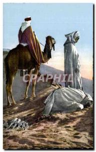 Old Postcard Algeria SCENES TYPES d NORTH AFRICA The prayer in the desert