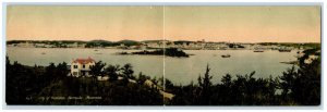 c1905 Fold Out Panorama Hamilton Bermuda Bird's Eye View Unposted Postcard