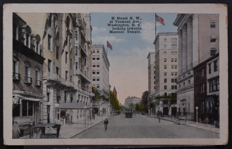 Washington, DC - H Street NW at Vermont Ave, Looking Towards Masonic Temple