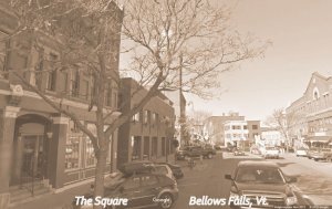 Bellows Falls VT Odd Fellows Hall~Opera House Clocktower~Square Snow Carpet RPPC