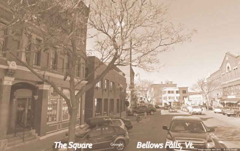 Bellows Falls VT Odd Fellows Hall~Opera House Clocktower~Square Snow Carpet RPPC