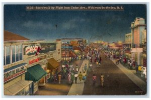 1960 Boardwalk Night from Cedar Ave Wildwood by the Sea New Jersey NJ Postcard 