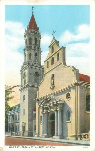 St Augustine Florida Old Cathedral Postcard, CT American Art White Border