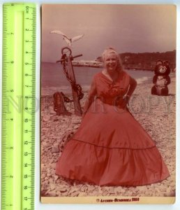 484482 1980 Krasnodar region Arkhipo-Osipovka girl red dress olympic bear photo