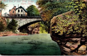 Black River at Lodi Street Bridge, Elyria OH Vintage Postcard K58