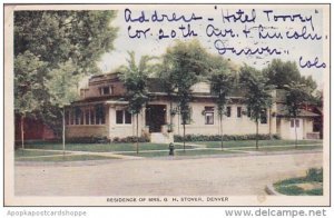 Colorado Denver Residence Of Mrs G H Stover 1910