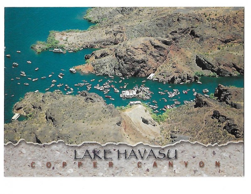 Aerial View of Lake Havasu Copper Canyon and Many Boats 4 by 6 card