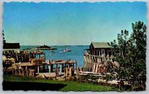 Vtg Maine ME Scenic Harbor View Wharfs Beals Island near Jonesport Postcard