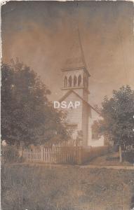 B1/ TYNDALL South Dakota SD Postcard Real Photo RPPC 1909 Church Building