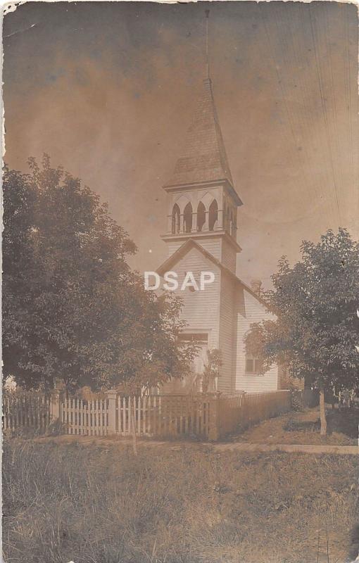 B1/ TYNDALL South Dakota SD Postcard Real Photo RPPC 1909 Church Building