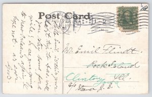 State View~B&W Rustic Bridge Central Park Davenport IA~PM 1908 Postcard