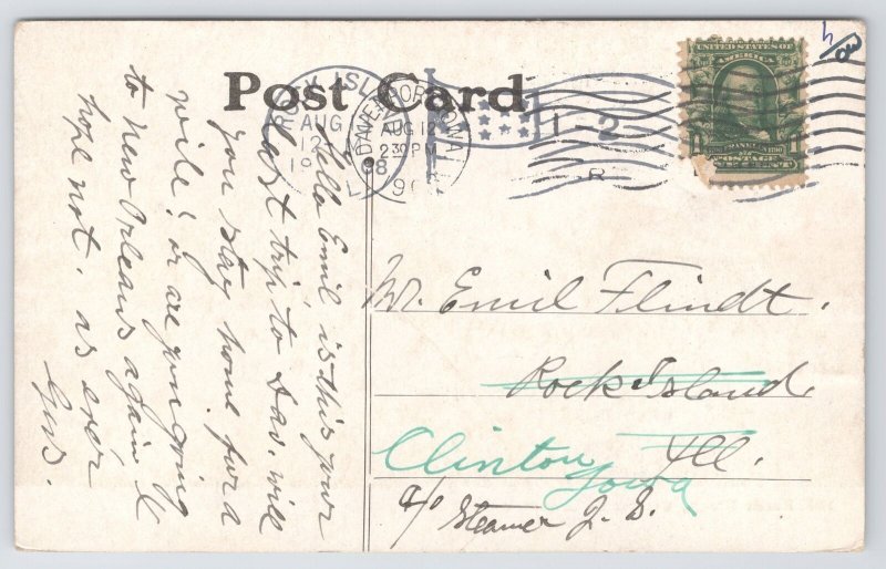 State View~B&W Rustic Bridge Central Park Davenport IA~PM 1908 Postcard