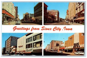 c1950's Greetings From Sioux City Iowa IA, Buildings Multiview Vintage Postcard