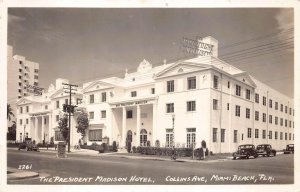 RPPC THE PRESIDENT MADISON HOTEL MIAMI BEACH FLORIDA REAL PHOTO POSTCARD 1940s