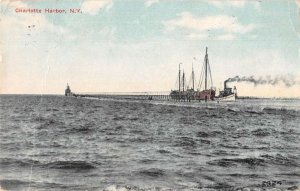 Charlotte Harbor New York Lighthouses Ships Scenic View Vintage Postcard AA24273