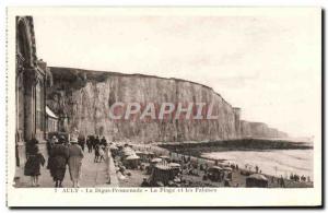 Old Postcard Ault La Digue The Beach Promenade and Cliffs