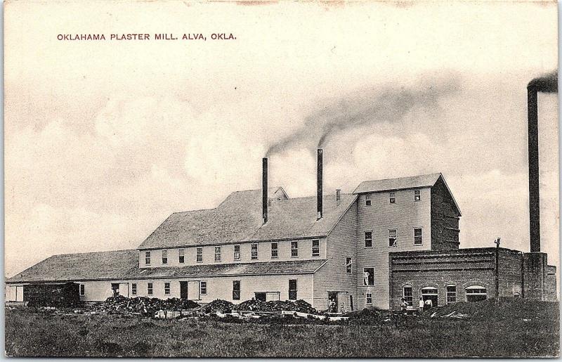 Postcard OK Alva Oklahoma Plaster Mill Factory Sepia 1909 N182