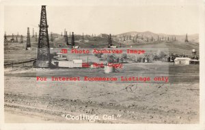 CA, Coalinga, California, RPPC, Oil Well Derricks, Fresno County, Photo