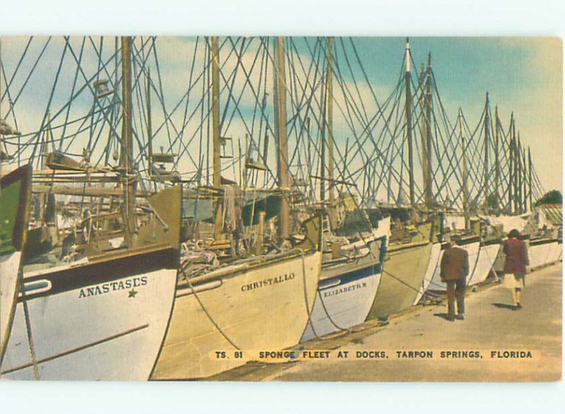 Pre-chrome BOAT SCENE Tarpon Springs - Near Tampa Florida FL AF4811