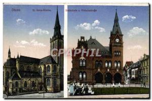 Postcard Old Duren St. Anna Kirche Sadschule u Victoriastrafe