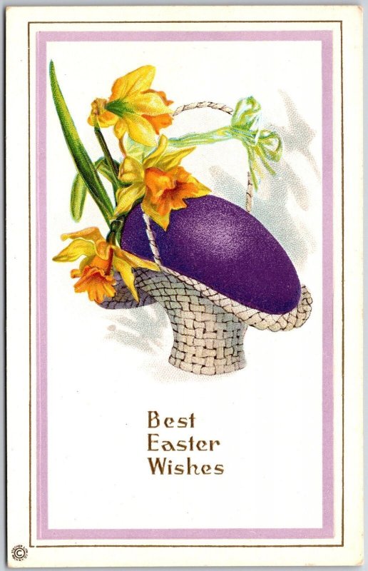 Best Easter Wishes Yellow Flowers In Purple Hat Greetings Postcard