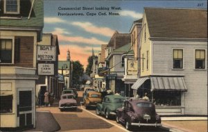Cape Cod Massachusetts MA Street Scene Visible Signs 1930s-50s Postcard