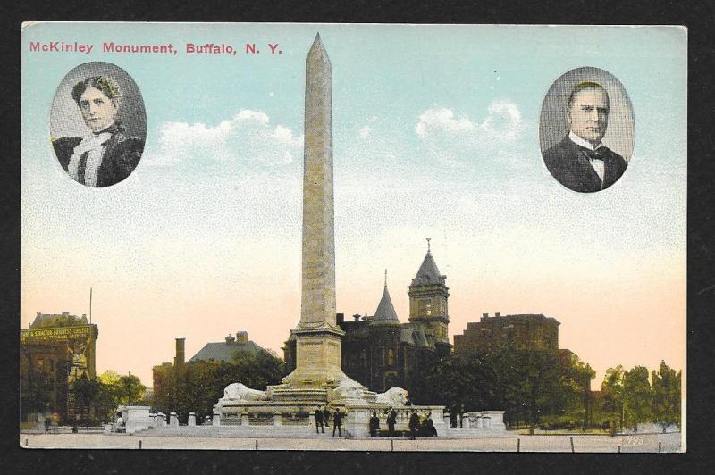 McKinley Monument w/inset pictures Buffalo NY unused c1910