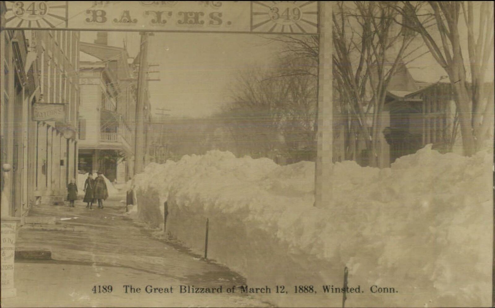 Winsted CT Great Blizzard 1888 Real Photo Postcard AZO Paper c1920s