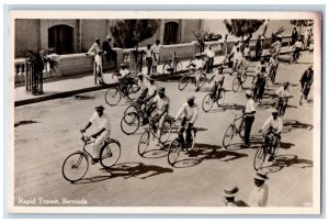 Bermuda Postcard Rapid Transit Biking Scene c1930s Unposted RPPC Photo