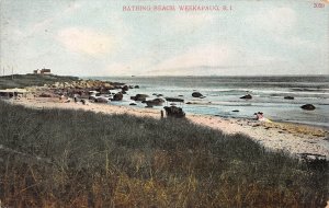 Weekapaug Rhode Island Bathing Beach, Color Lithograph Vintage Postcard U11483