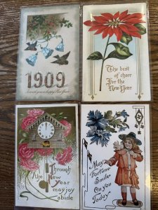 Lot of Antique Postcards Early 1900s New Year’s Embossed Time