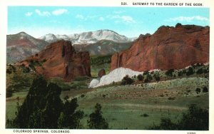 Vintage Postcard Gateway to The Garden of the Gods Colorado Springs Mountains CO