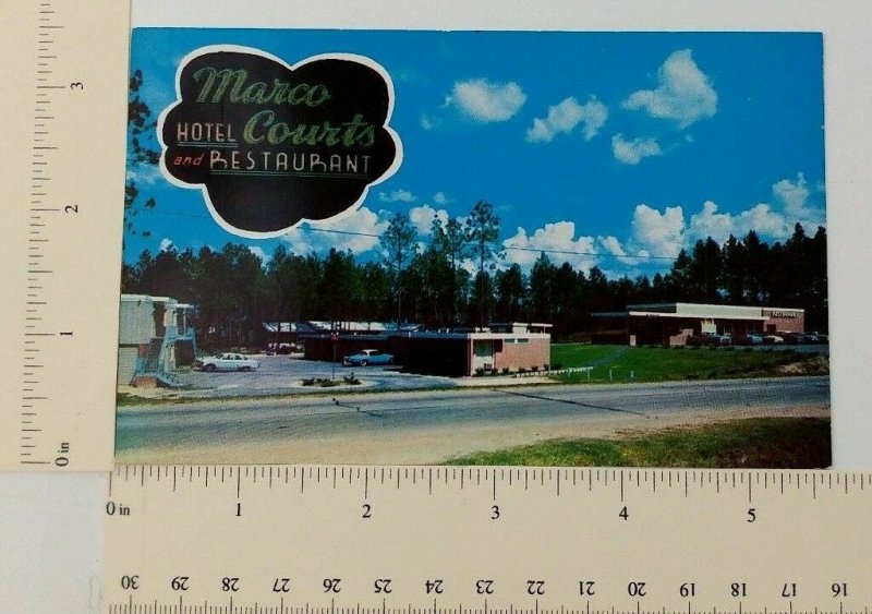 Marco Hotel Courts Restaurant 1950s Postcard Hattiesburg MS US Hwy 11 Roadside 