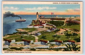 Morro Castle from Cabana Fortress HAVANA Cuba Linen Postcard